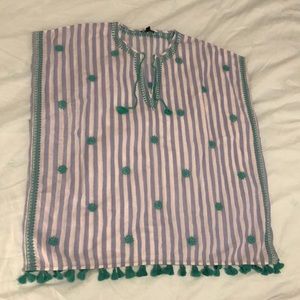 J. Crew stripe embroidered beach coverup
